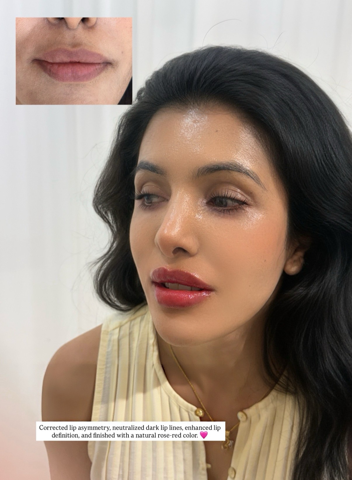 DIF.ME lip result for an international client, with before photo inset
